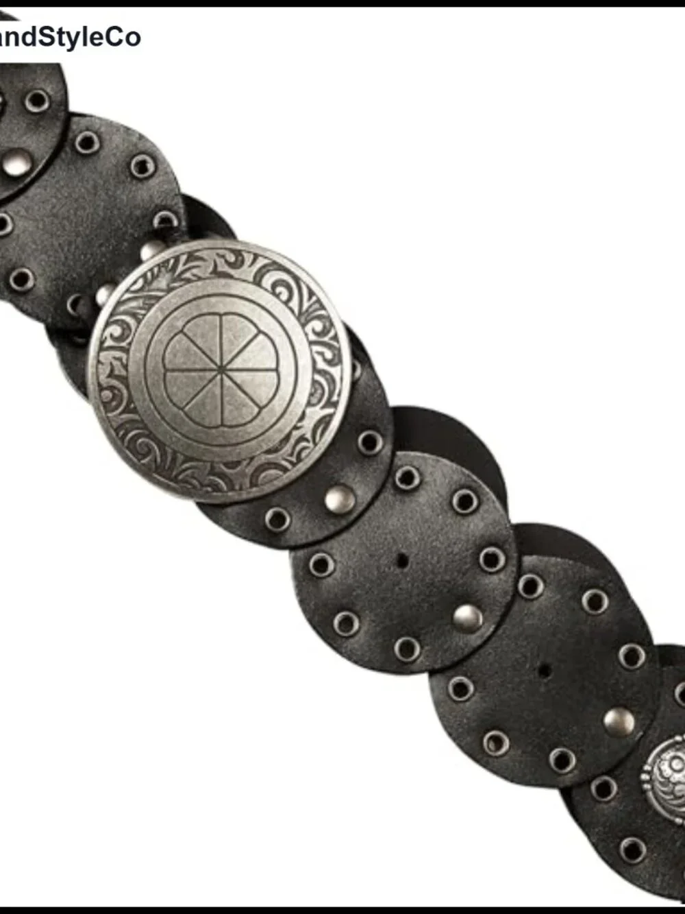 Genuine Buffalo Leather Western Belt, Circle Buckle, Vintage Style